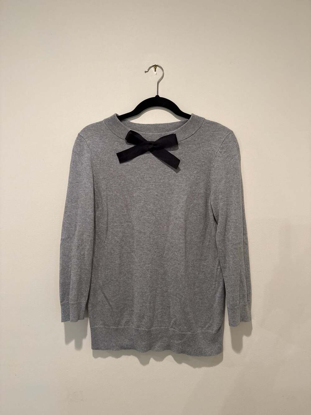 J.Crew Mercantile Grey Bow Neck 3/4 Sleeve Sweater Size S